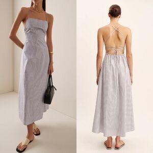 NWT Posse Lori Dress Blue Stripe White Large